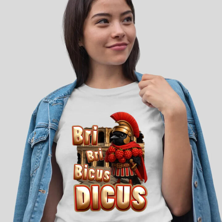 Bri Bri Bicus Dicus - pták s malinovým náhrdelníkem - Italian Brainrot   - dámské tričko s potiskem