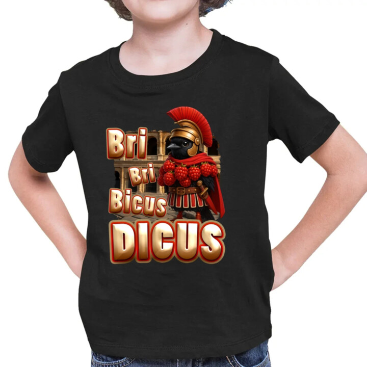 Bri Bri Bicus Dicus - pták s malinovým náhrdelníkem - Italian Brainrot  - dětské tričko s potiskem