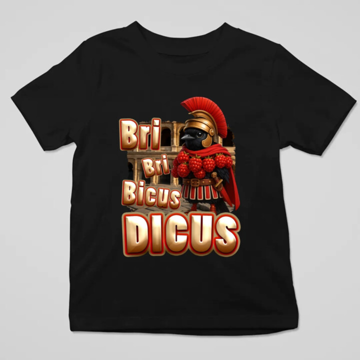 Bri Bri Bicus Dicus - pták s malinovým náhrdelníkem - Italian Brainrot  - dětské tričko s potiskem