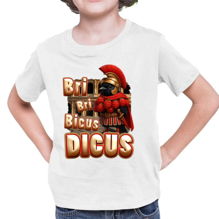 Bri Bri Bicus Dicus - pták s malinovým náhrdelníkem - Italian Brainrot  - dětské tričko s potiskem