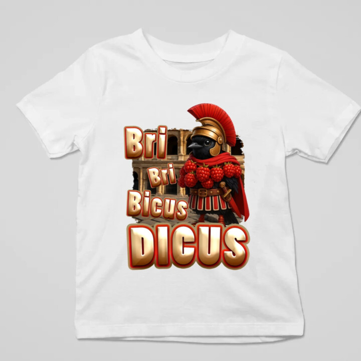 Bri Bri Bicus Dicus - pták s malinovým náhrdelníkem - Italian Brainrot  - dětské tričko s potiskem