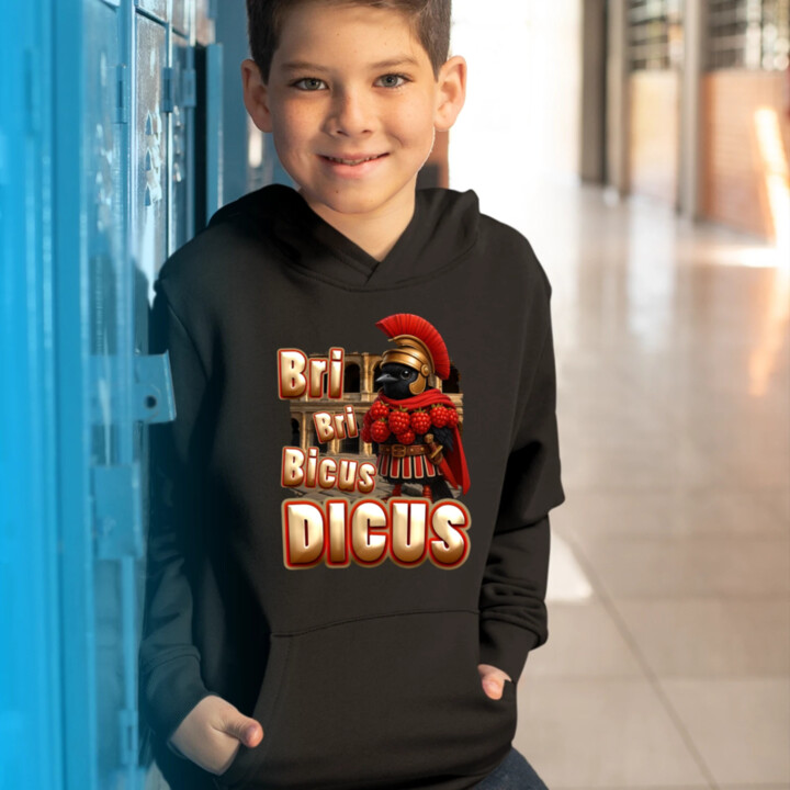 Bri Bri Bicus Dicus - pták s malinovým náhrdelníkem - Italian Brainrot  - dětská mikina s kapucí