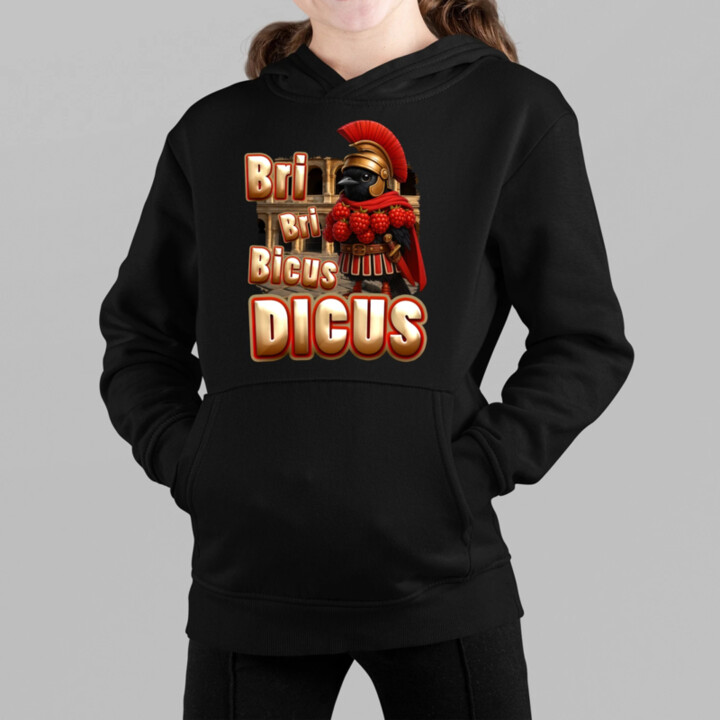 Bri Bri Bicus Dicus - pták s malinovým náhrdelníkem - Italian Brainrot  - dětská mikina s kapucí
