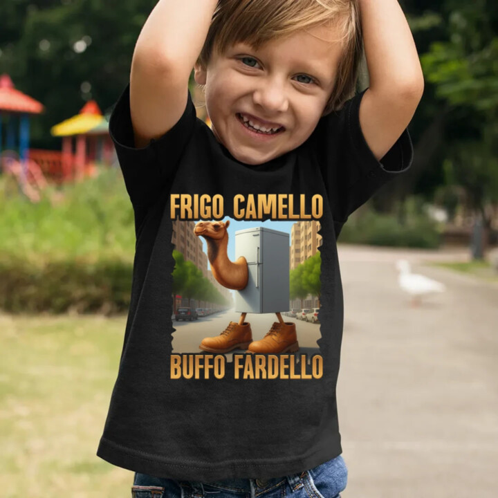 Frigo Camello Buffo Fardello - Italian Brainrot - velbloud lednička - dětské tričko s potiskem