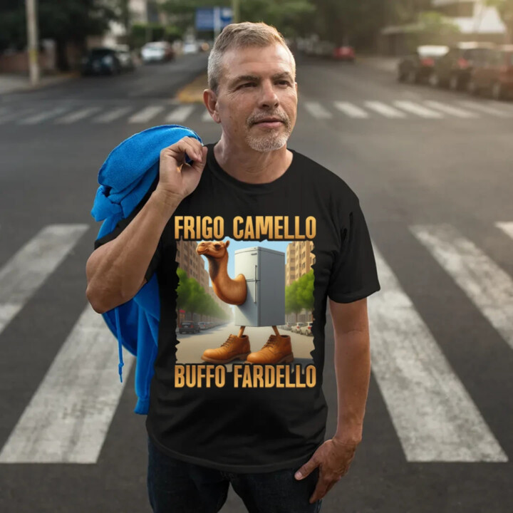 Frigo Camello Buffo Fardello - Italian Brainrot - velbloud lednička - pánské tričko s potiskem