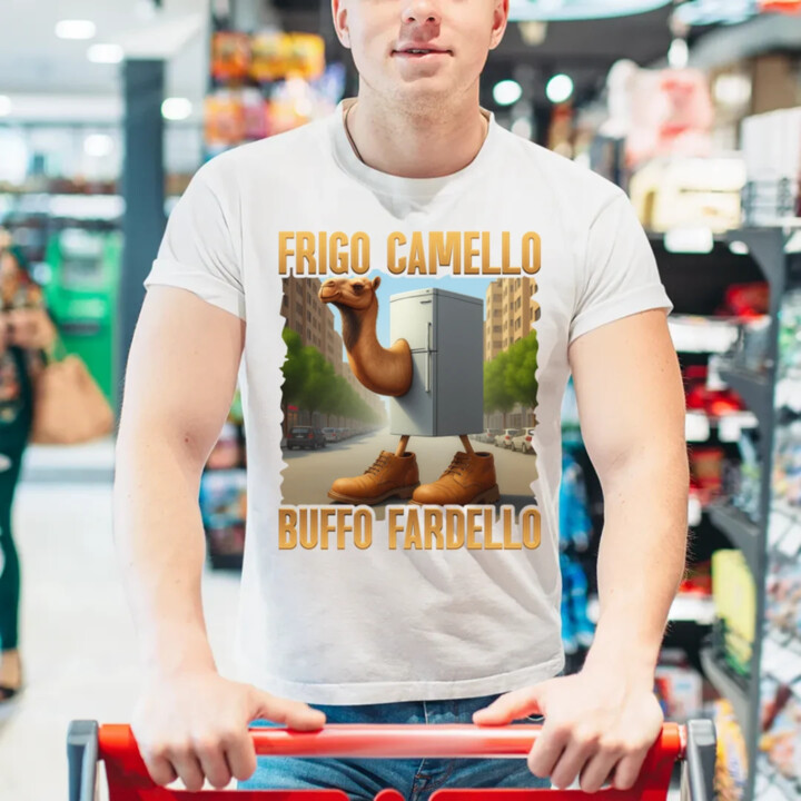 Frigo Camello Buffo Fardello - Italian Brainrot - velbloud lednička - pánské tričko s potiskem