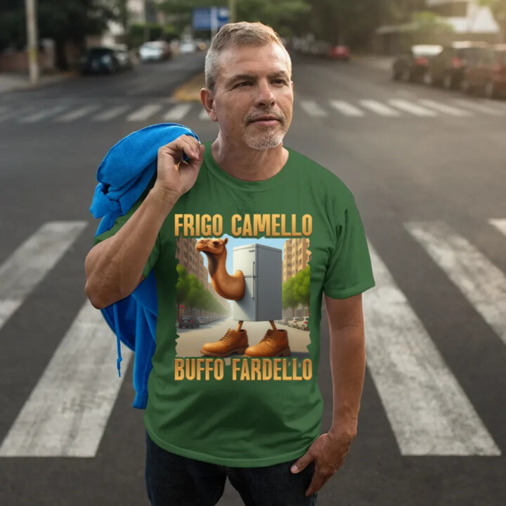 Frigo Camello Buffo Fardello - Italian Brainrot - velbloud lednička - pánské tričko s potiskem
