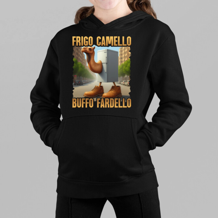Frigo Camello Buffo Fardello - Italian Brainrot - velbloud lednička - dětská mikina s kapucí