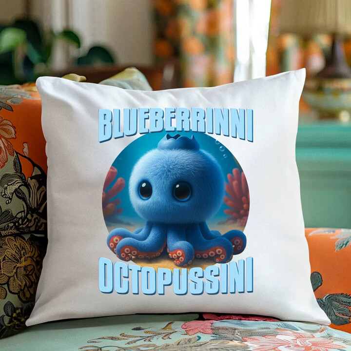 Blueberrinni Octopussini - Italian Brainrot - chobotnice borůvka - polštář s potiskem