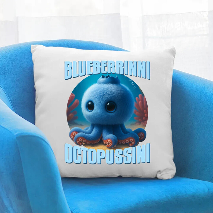 Blueberrinni Octopussini - Italian Brainrot - chobotnice borůvka - polštář s potiskem