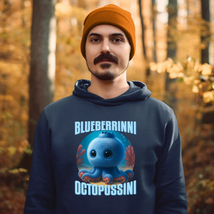 Blueberrinni Octopussini - Italian Brainrot - chobotnice borůvka - pánská mikina s potiskem