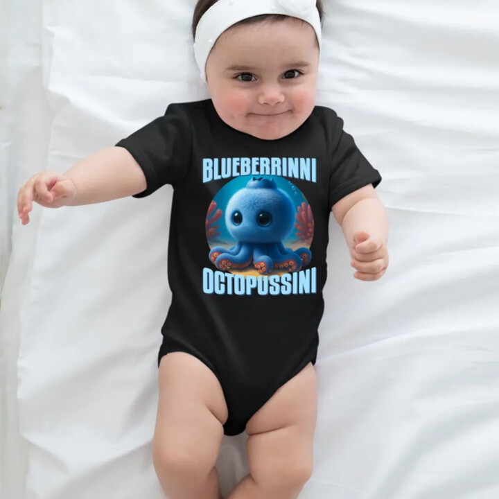 Blueberrinni Octopussini - Italian Brainrot - chobotnice borůvka - dětské body s potiskem