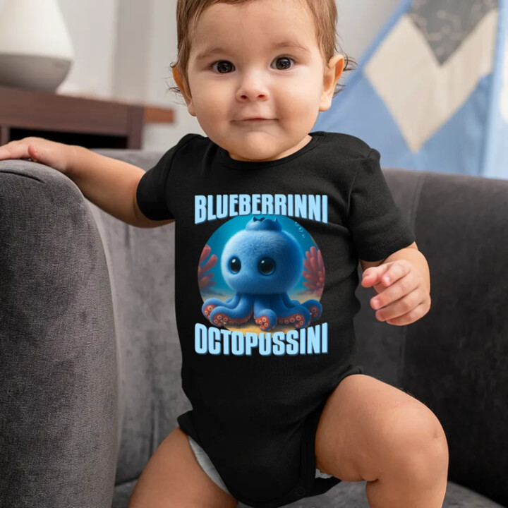 Blueberrinni Octopussini - Italian Brainrot - chobotnice borůvka - dětské body s potiskem