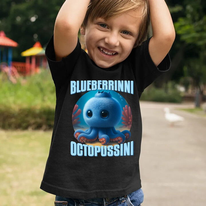 Blueberrinni Octopussini - Italian Brainrot - chobotnice borůvka - dětské tričko s potiskem