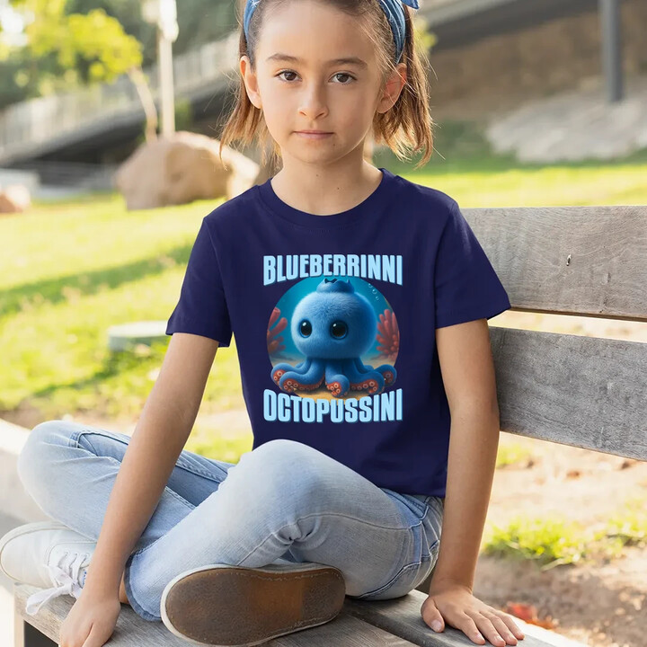 Blueberrinni Octopussini - Italian Brainrot - chobotnice borůvka - dětské tričko s potiskem