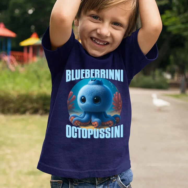 Blueberrinni Octopussini - Italian Brainrot - chobotnice borůvka - dětské tričko s potiskem