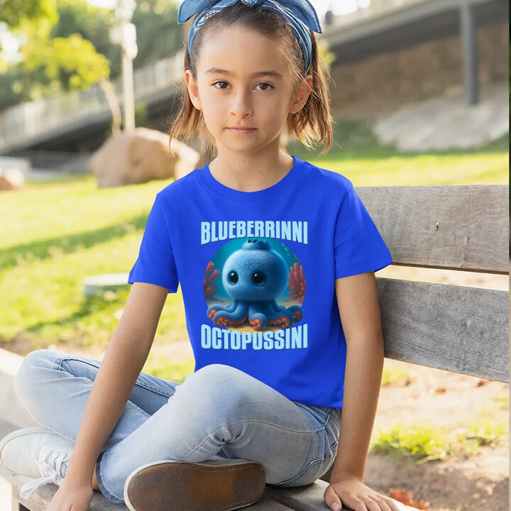 Blueberrinni Octopussini - Italian Brainrot - chobotnice borůvka - dětské tričko s potiskem
