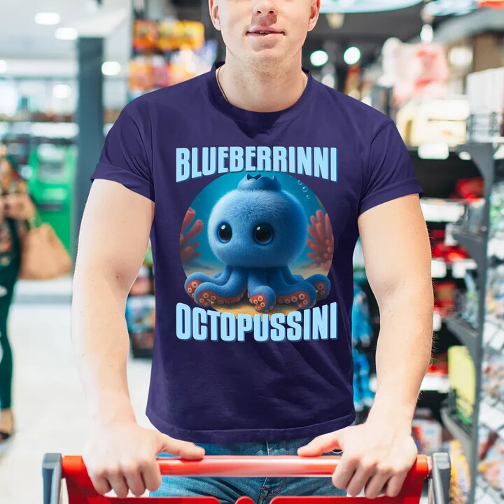Blueberrinni Octopussini - Italian Brainrot - chobotnice borůvka - pánské tričko s potiskem