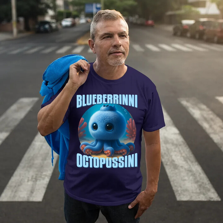 Blueberrinni Octopussini - Italian Brainrot - chobotnice borůvka - pánské tričko s potiskem