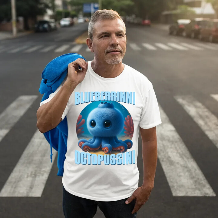 Blueberrinni Octopussini - Italian Brainrot - chobotnice borůvka - pánské tričko s potiskem