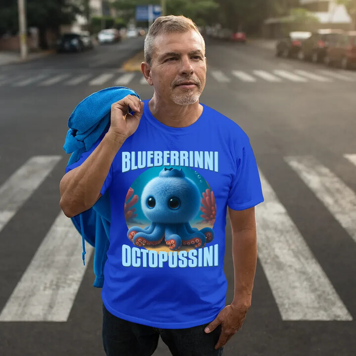 Blueberrinni Octopussini - Italian Brainrot - chobotnice borůvka - pánské tričko s potiskem