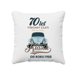 70 let - Všechny části originál - Klasik od roku 1955 - polštář s potiskem