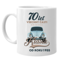 70 let - Všechny části originál - Klasik od roku 1955 - hrnek s potiskem
