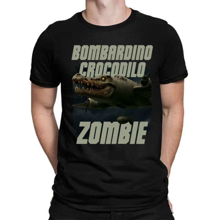 Bombardino Crocodilo zombie - krokodýl bombardér - Italian Brainrot - pánské tričko s potiskem