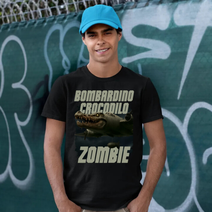 Bombardino Crocodilo zombie - krokodýl bombardér - Italian Brainrot - pánské tričko s potiskem