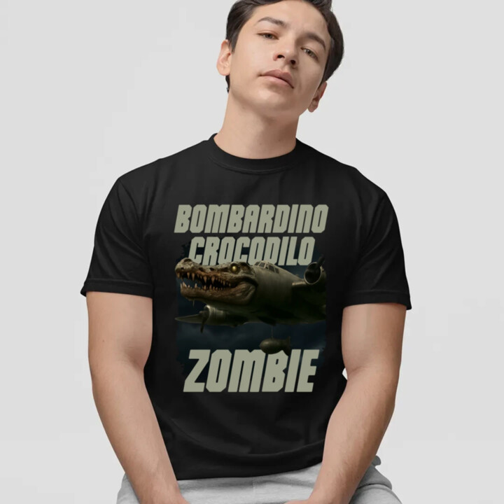 Bombardino Crocodilo zombie - krokodýl bombardér - Italian Brainrot - pánské tričko s potiskem