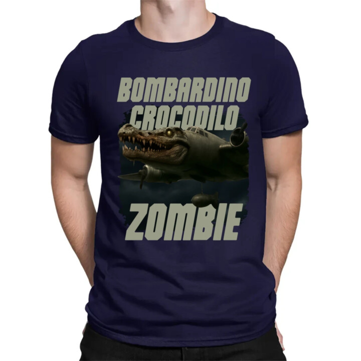 Bombardino Crocodilo zombie - krokodýl bombardér - Italian Brainrot - pánské tričko s potiskem