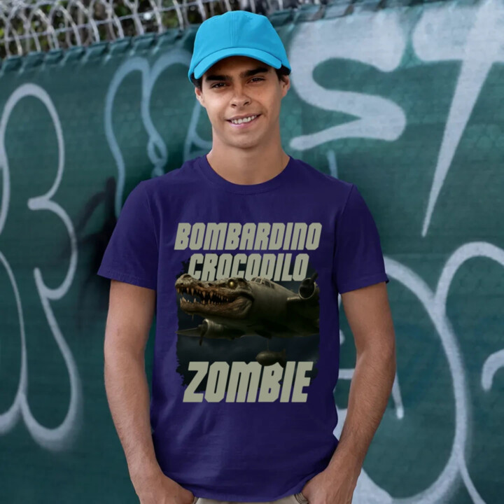 Bombardino Crocodilo zombie - krokodýl bombardér - Italian Brainrot - pánské tričko s potiskem