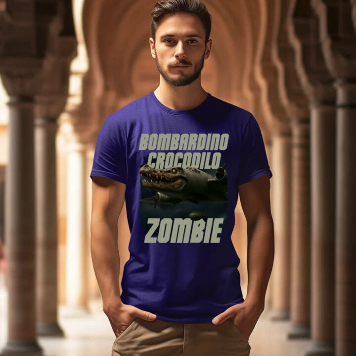 Bombardino Crocodilo zombie - krokodýl bombardér - Italian Brainrot - pánské tričko s potiskem
