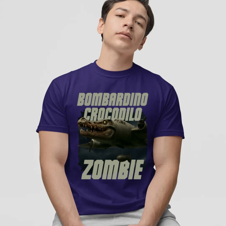 Bombardino Crocodilo zombie - krokodýl bombardér - Italian Brainrot - pánské tričko s potiskem