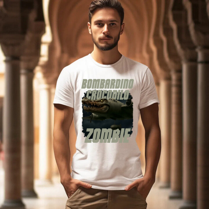 Bombardino Crocodilo zombie - krokodýl bombardér - Italian Brainrot - pánské tričko s potiskem