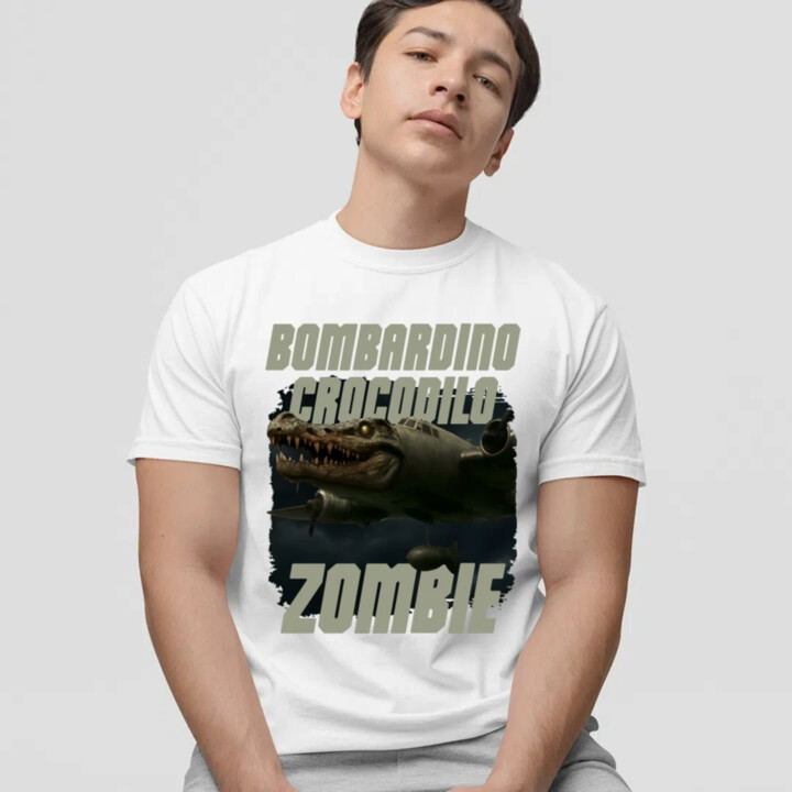 Bombardino Crocodilo zombie - krokodýl bombardér - Italian Brainrot - pánské tričko s potiskem