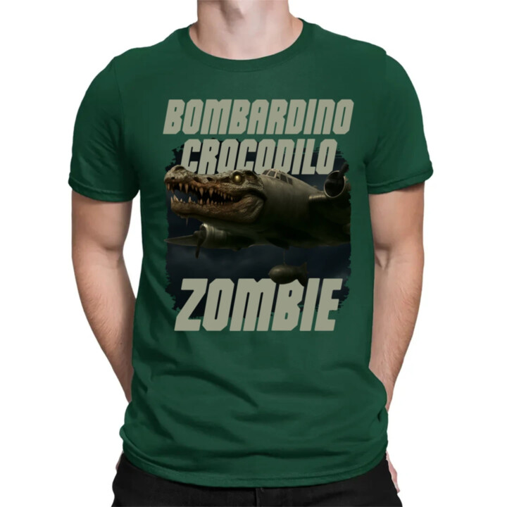 Bombardino Crocodilo zombie - krokodýl bombardér - Italian Brainrot - pánské tričko s potiskem