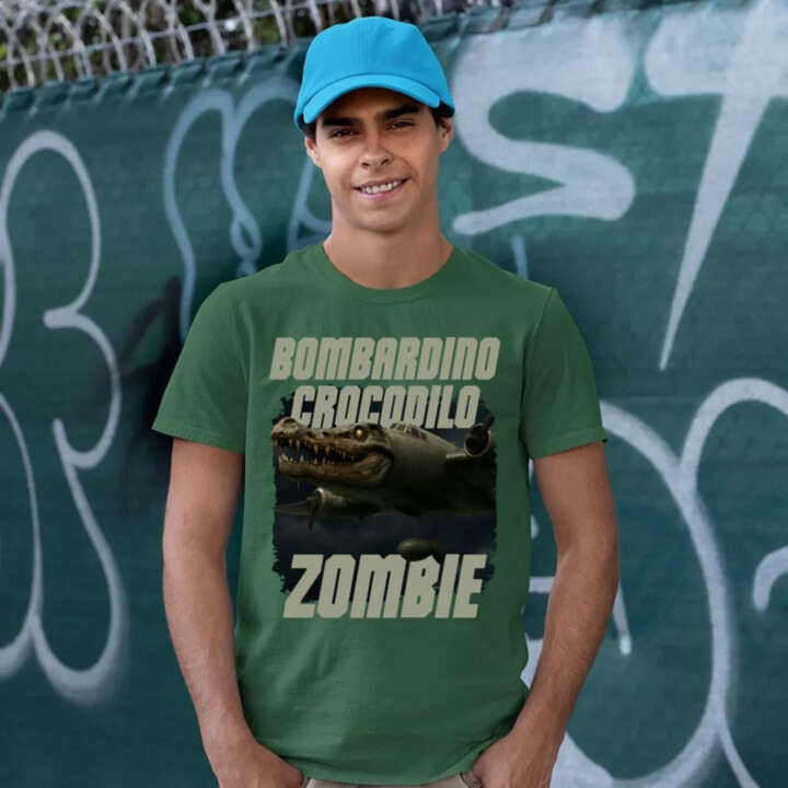 Bombardino Crocodilo zombie - krokodýl bombardér - Italian Brainrot - pánské tričko s potiskem