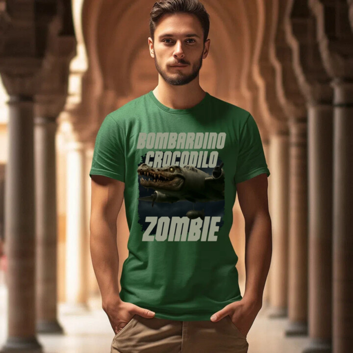 Bombardino Crocodilo zombie - krokodýl bombardér - Italian Brainrot - pánské tričko s potiskem