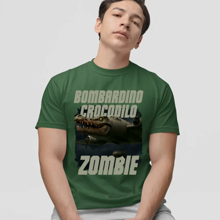 Bombardino Crocodilo zombie - krokodýl bombardér - Italian Brainrot - pánské tričko s potiskem
