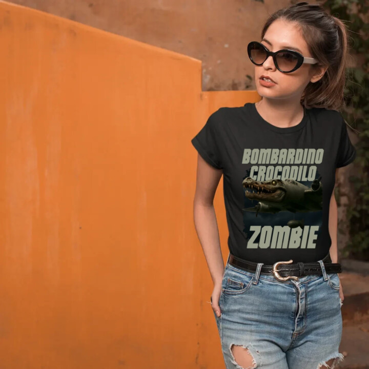 Bombardino Crocodilo zombie - krokodýl bombardér - Italian Brainrot  - dámské tričko s potiskem
