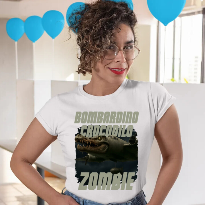 Bombardino Crocodilo zombie - krokodýl bombardér - Italian Brainrot  - dámské tričko s potiskem