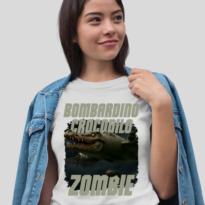 Bombardino Crocodilo zombie - krokodýl bombardér - Italian Brainrot  - dámské tričko s potiskem