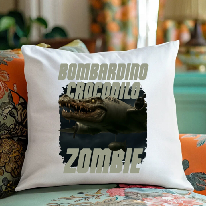 Bombardino Crocodilo zombie - krokodýl bombardér - Italian Brainrot - polštář s potiskem