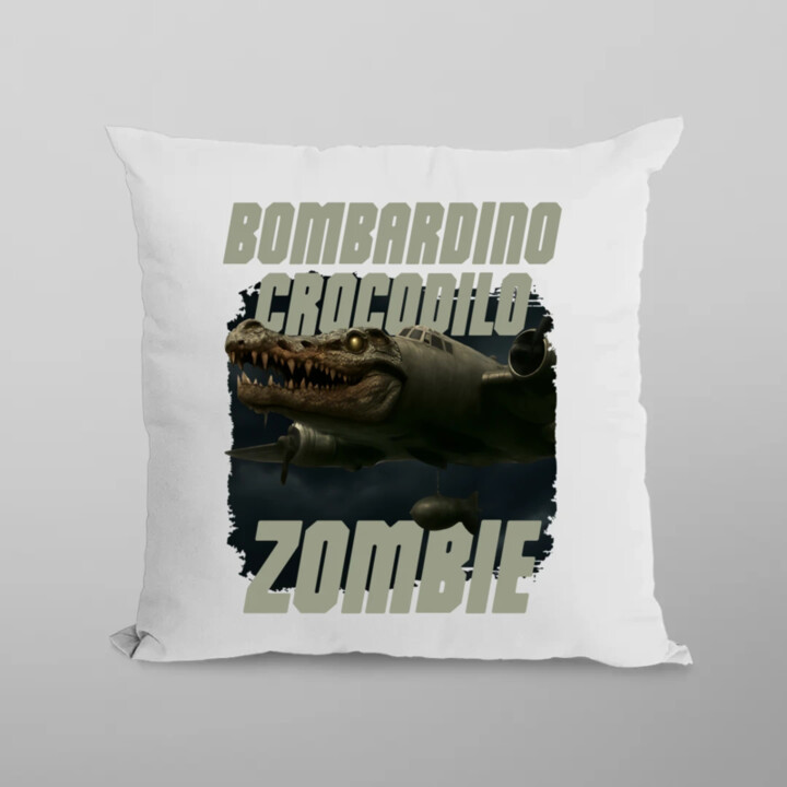 Bombardino Crocodilo zombie - krokodýl bombardér - Italian Brainrot - polštář s potiskem