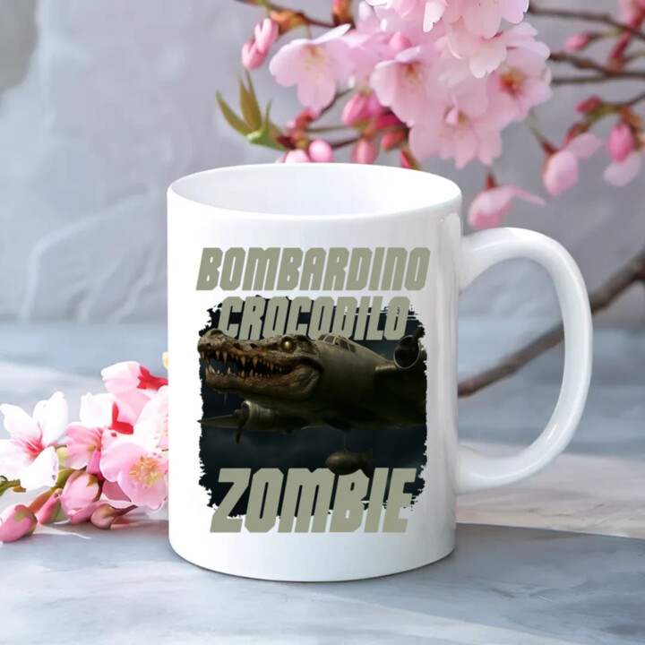 Bombardino Crocodilo zombie - krokodýl bombardér - Italian Brainrot - hrnek s potiskem
