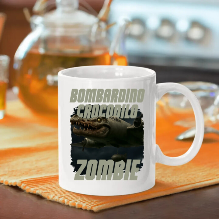 Bombardino Crocodilo zombie - krokodýl bombardér - Italian Brainrot - hrnek s potiskem
