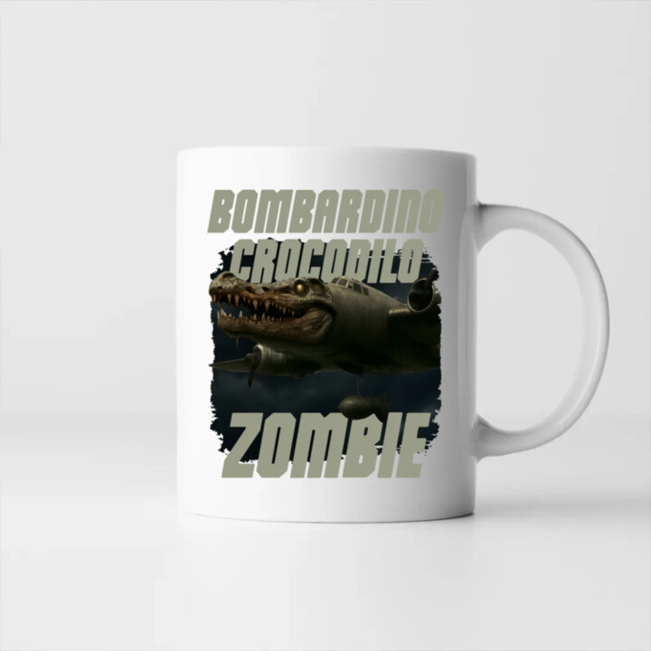 Bombardino Crocodilo zombie - krokodýl bombardér - Italian Brainrot - hrnek s potiskem