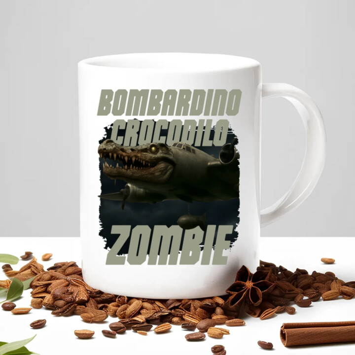 Bombardino Crocodilo zombie - krokodýl bombardér - Italian Brainrot - hrnek s potiskem