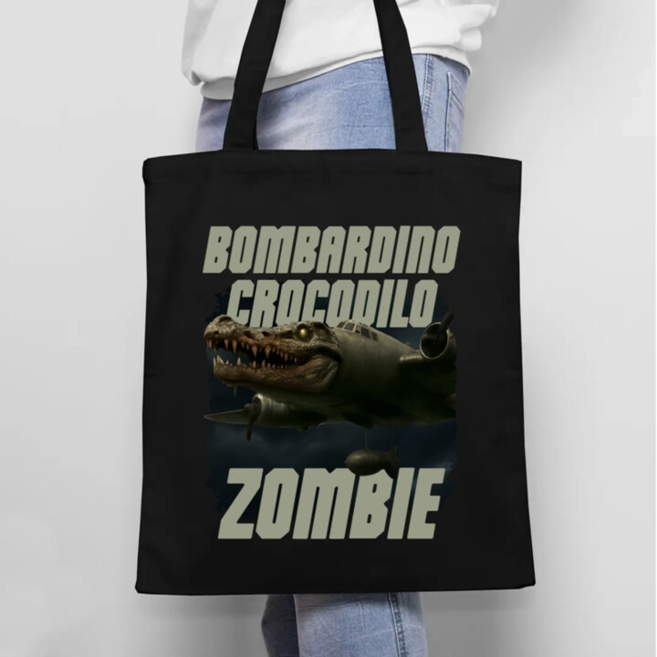 Bombardino Crocodilo zombie - krokodýl bombardér - Italian Brainrot - taška s potiskem